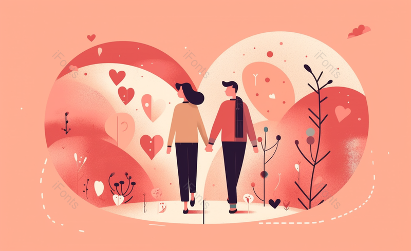 爱心情侣卡通线条手绘插画背景,插画/手绘图,插画/手绘图库,插画/手绘图下载,插画/手绘